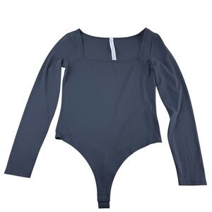 Crz Yoga Bodysuit Long Sleeve Athletic Workout Top Gray Womens Large NWT